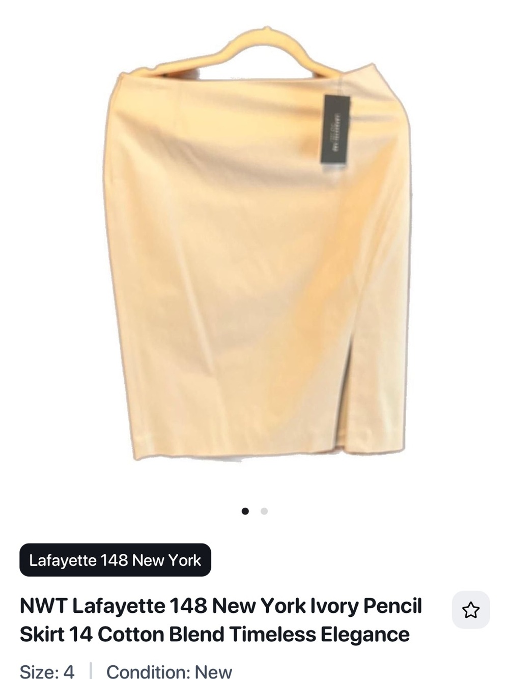 Lafayette 148 New York Ivory Pencil Skirt with Front Slit